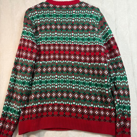 Christmas Sweater L Reindeer Holiday Green Red Festive Ugly Cute grandma sweater - Picture 6 of 12